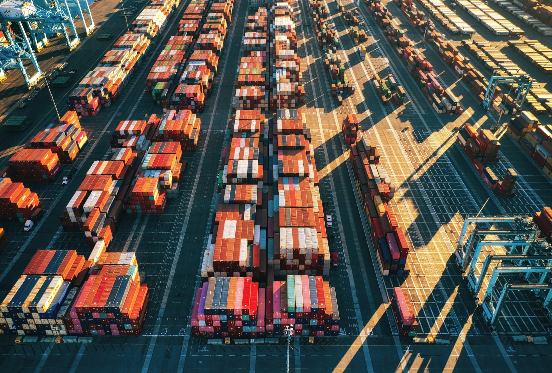 Aerial view of a container yard